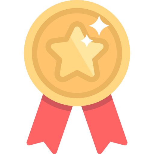 Eine goldene Medaille mit einem Stern. Symbol für fnordkollektivs Werte der Qualität und Kundenzufriedenheit